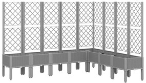 világosszürke PP rácsos kerti ültetőláda 200 x 160 x 142 cm