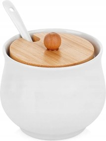 Kerámia Cukortartó Fehér Cukortartó Fedéllel És Kanállal