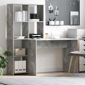 Asztal polcokkal Beton szürke 138.5 x 55 x 143 cm Faanyag