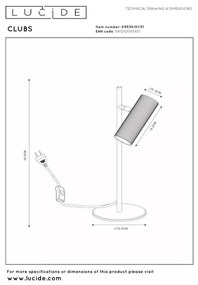 Lucide 09539/01/31 - Asztali lámpa CLUBS 1xGU10/40W/230V fehér