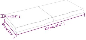 világosbarna kezelt tömör tölgyfa fali polc 120 x 50 x (2-6) cm