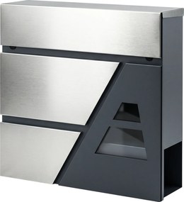 HOMCOM fali postaláda, időjárásálló, lágyan záródó fedél, újságtartó és 2 kulcs, 37 x 10 x 37 cm, sötétszürke | Aosom