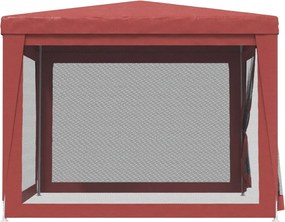 Piros HDPE rendezvénysátor 4 hálós oldalfallal 3x3 m