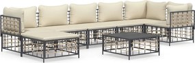 vidaXL 8 részes antracitszürke polyrattan kerti ülőgarnitúra párnákkal