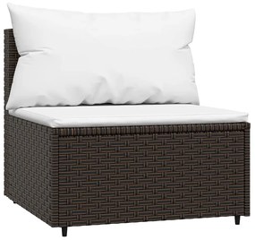 3 részes barna polyrattan kerti ülőgarnitúra párnával