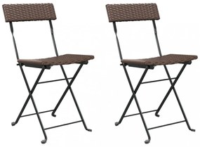 2 db barna polyrattan összecsukható bisztrószék