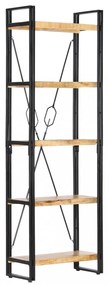 5 szintes tömör mangófa könyvespolc 60 x 30 x 180 cm