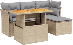 vidaXL 6 részes bézs polyrattan kerti ülőgarnitúra párnával