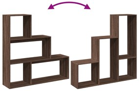 3 szintes barna tölgy fa elválasztó könyvespolc 123x29x123 cm