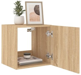 2 db sonoma tölgy színű fali TV-szekrény LED-del 40,5x35x40 cm