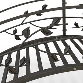 Outsunny Kerti Híd - Tó Híd - Kerti Dekoráció 119L x 67W x 47H cm szőlőmotívumos fekete acél korláttal | Aosom