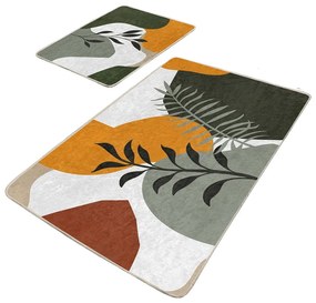 Zöld bársony fürdőszobai kilépő szett 2 db-os 60x100 cm Illustrated Autumn – Mila Home