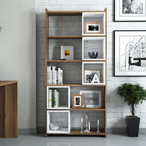 Box könyvespolc, dió-fehér, 80 cm