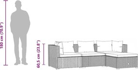 4 részes barna polyrattan kerti ülőgarnitúra párnákkal