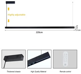 Immax NEO 07308L-LED dimmelhető, kábellel függesztett csillár MADEIRA 44W/230V Wi-Fi Tuya 202 cm fekete