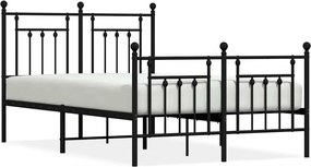 vidaXL fekete fém ágykeret fej- és lábtámlával 135 x 190 cm