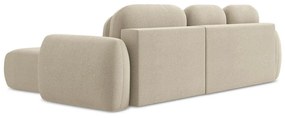 Világosbarna buklé kinyitható-tárolóhelyes sarokkanapé (jobb oldali-heverő résszel) Pele – Makamii