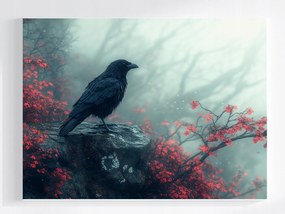 Poszter Madár Holló Köd Ősz Szikla Természet 100x75