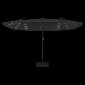 antracitszürke dupla tetős LED-es napernyő 449x245 cm