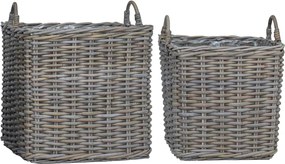 vidaXL Virágágyás Kosár tárolóval 2 pcs Szürke Lacak Fonott