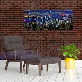 Egy kép a felhőkarcolók éjjel (120x50 cm)