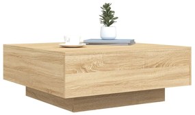sonoma tölgy színű dohányzóasztal LED-lámpákkal 80 x 80 x 31 cm