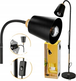 Loft LED-es állólámpa E27-es nappaliba otthonra Fekete 150cm