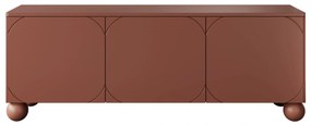 Sonatia II háromajtós TV szekrény, gömblábakon - 150 cm - bordó