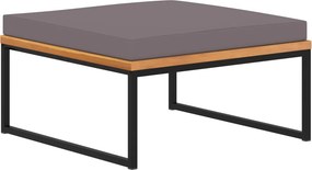vidaXL sötétszürke tömör akácfa lábtartó párnával 66 x 66 x 36 cm