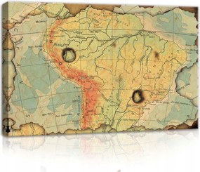 Vászonkép 60x40 Régi vintage térkép utazás Dél-Amerika földrajz