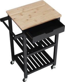 Tálalókocsi, természetes/fekete, ARETE