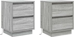 vidaXL Éjjeliszekrény fiókkal 2 pcs Szürke 39 x 34,5 x 50 cm Faanyag