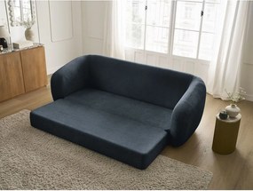 Sötétkék zsenília kinyitható kanapé 228 cm Neyo – Bobochic Paris