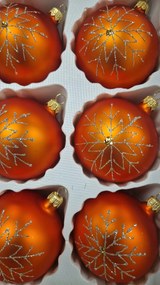 KarĂĄcsonyfadĂsz szett 6 db-os Ăveg NarancssĂĄrga csillĂĄmos