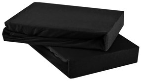 EMI fekete 100% pamutjersey gumis lepedő, 90x200-as lap