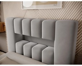 Szürke kárpitozott ágyneműtartós egyszemélyes ágy ágyráccsal 90x200 cm Lamica – ELTAP