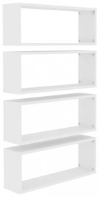 4 db fehér szerelt fa négyszögű fali polc 60 x 15 x 23 cm