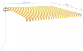 sárga és fehér kézzel kihúzható LED-es napellenző 4 x 3,5 m