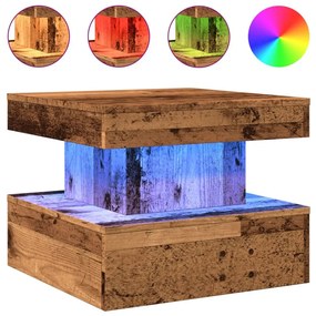 Antik fa színű dohányzóasztal LED-lámpákkal 50 x 50 x 40 cm