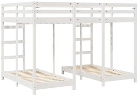 vidaXL Háromszintes emeletes ágykeret Fehér 140 x 200 cm Tömör fenyőfa