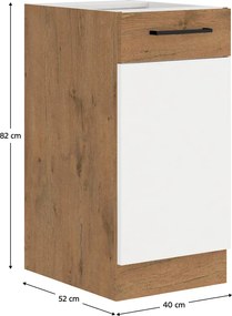 Alsó szekrény, lancelot tölgy/ fehér extra magas fényű HG, VEGA D40 1F BB