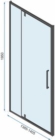 Rea Rapid Swing, sarokzuhanykabin 70 (ajtó) x 100 (fal) x 195 cm, 6mm átlátszó üveg, fekete profil, KPL-009921