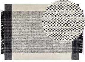 Fekete és fehér gyapjúszőnyeg 140 x 200 cm KETENLI Beliani