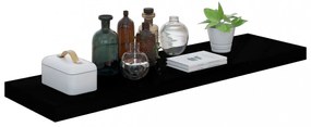 2 db magasfényű fekete MDF lebegő fali polc 90 x 23,5 x 3,8 cm