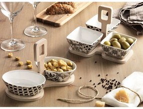 Alhambra 3 db porcelántál bambusz tartóval - Brandani