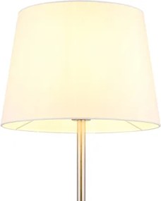 Globo 40100101 Állólámpa, matt nikkel fém, fehér textil, fekete PVC kábel, lábkapcsoló a kábelen, ø: 350mm, M: 1510mm, kábelhossz 1800mm, 1x E27 40W 230V izzó nélkül