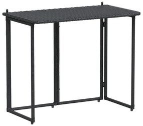 fekete polyrattan összecsukható kerti asztal 90x51x75 cm