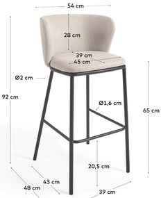 Bézs bárszék (ülésmagasság 65 cm) Ciselia – Kave Home