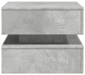 betonszürke dohányzóasztal LED-lámpákkal 50 x 50 x 40 cm