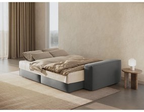 Világosszürke bársony kinyitható-tárolóhelyes kanapé 247 cm Jodie – Micadoni